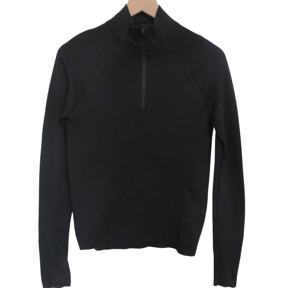 Athleta Womens Black Long Sleeve 1/4 Zip Sweatshirt